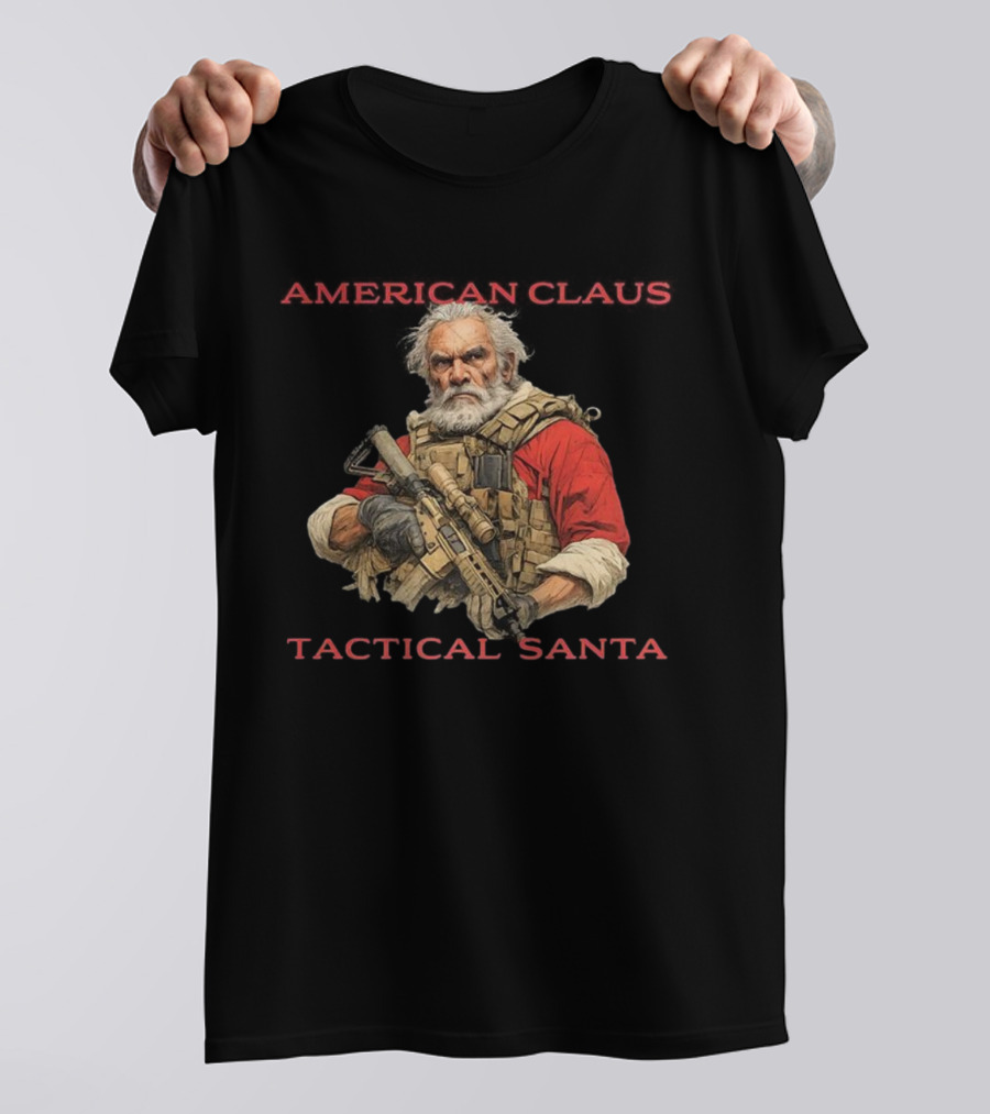 American Claus Tactical Santa Christmas Rifle Gear T-Shirt
