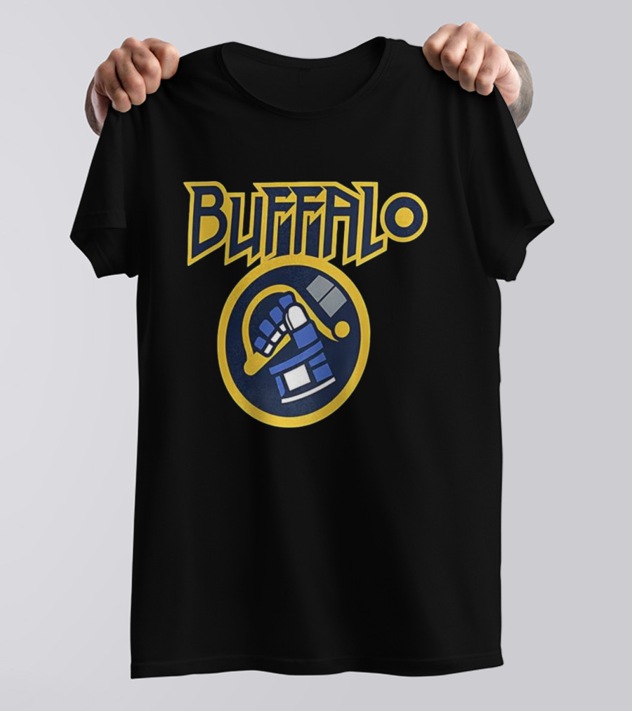 Buffalo Hockey Goalie Mask Sabres Blue Gold T-Shirt