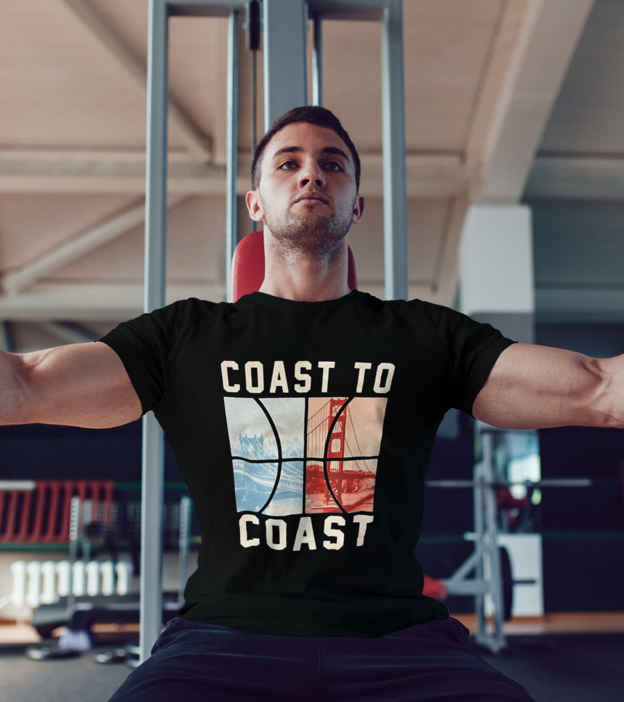Coast To Coast Brooklyn Bridge Golden Gate Bridge Basketball T-Shirt