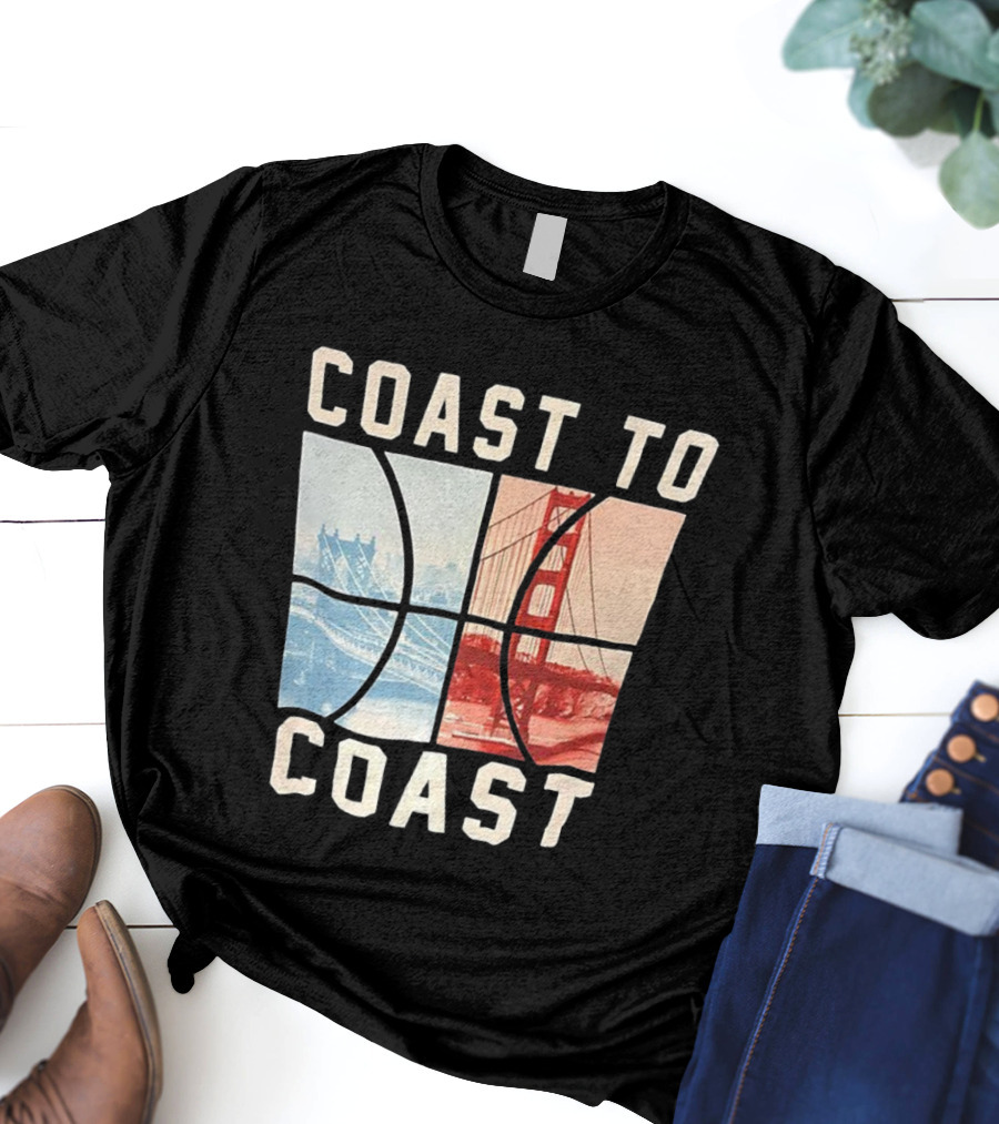 Coast To Coast Brooklyn Bridge Golden Gate Bridge Basketball T-Shirt