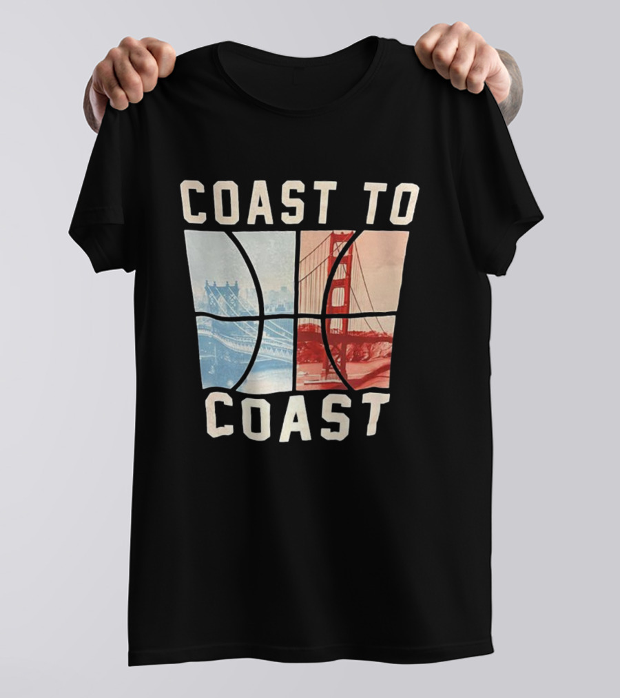 Coast To Coast Brooklyn Bridge Golden Gate Bridge Basketball T-Shirt