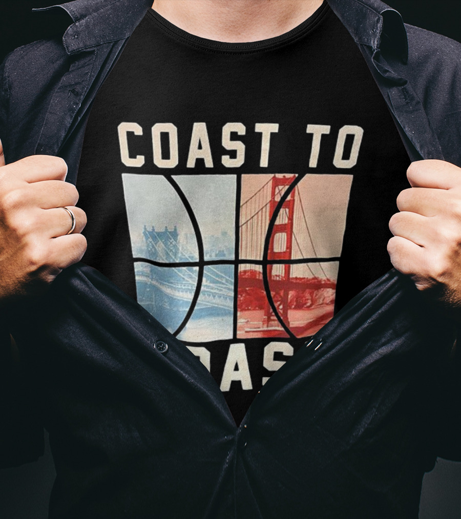 Coast To Coast Brooklyn Bridge Golden Gate Bridge Basketball T-Shirt