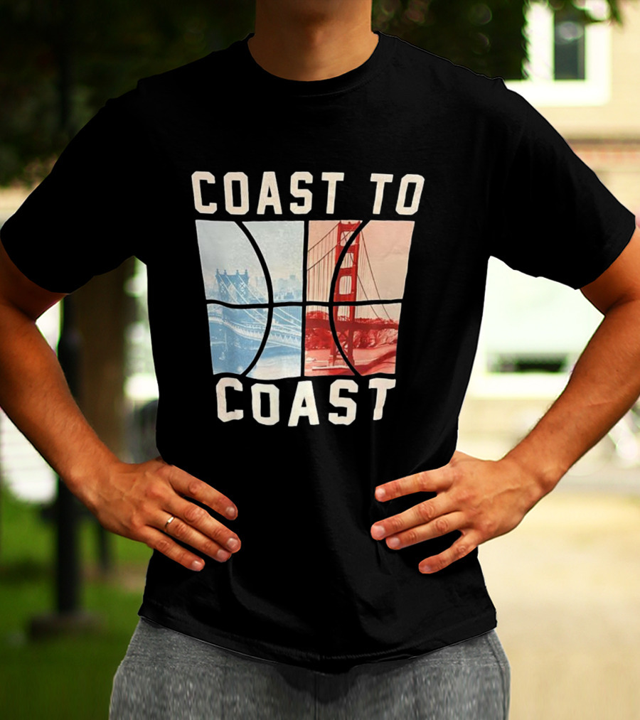Coast To Coast Brooklyn Bridge Golden Gate Bridge Basketball T-Shirt