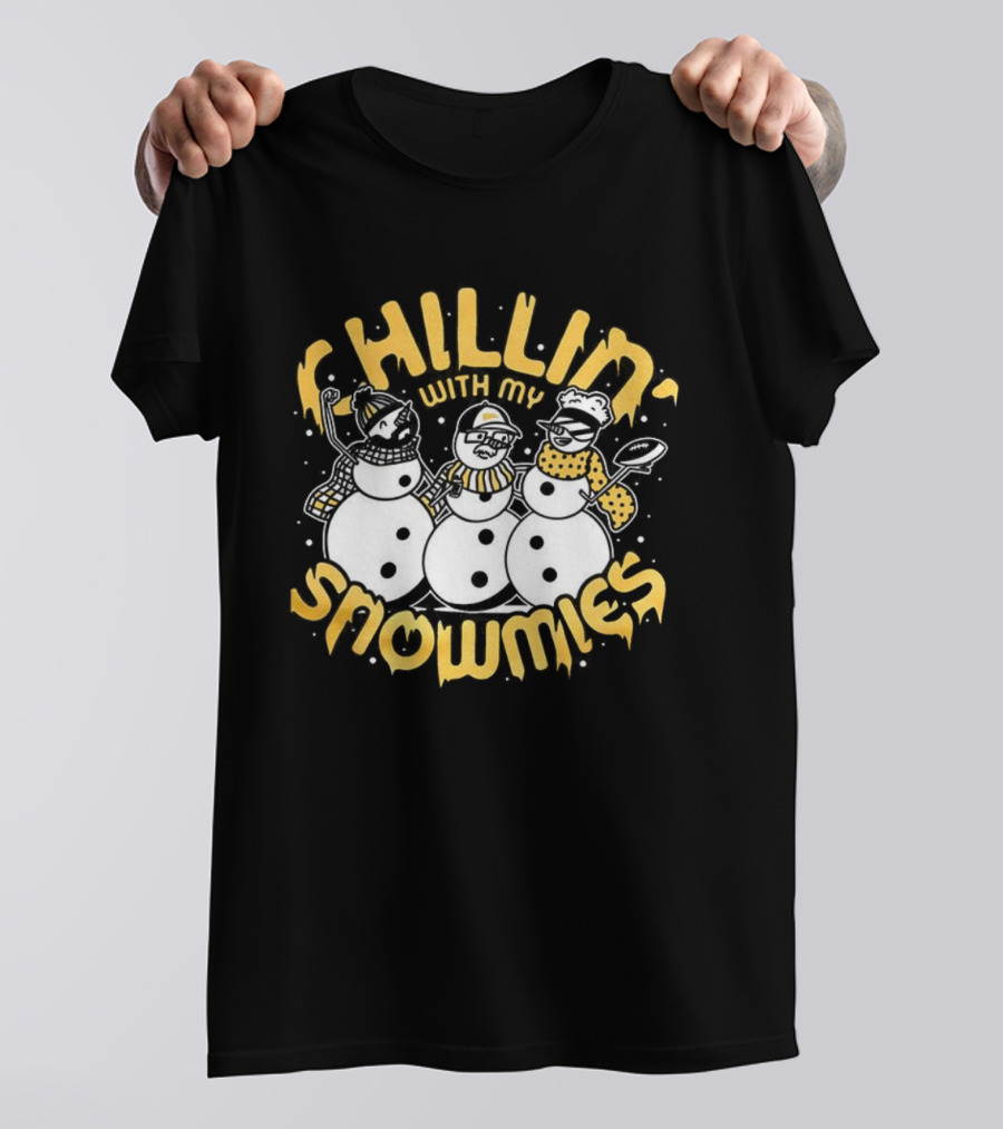 Chillin With My Snowmies Christmas Holiday Snowman Friends T-Shirt