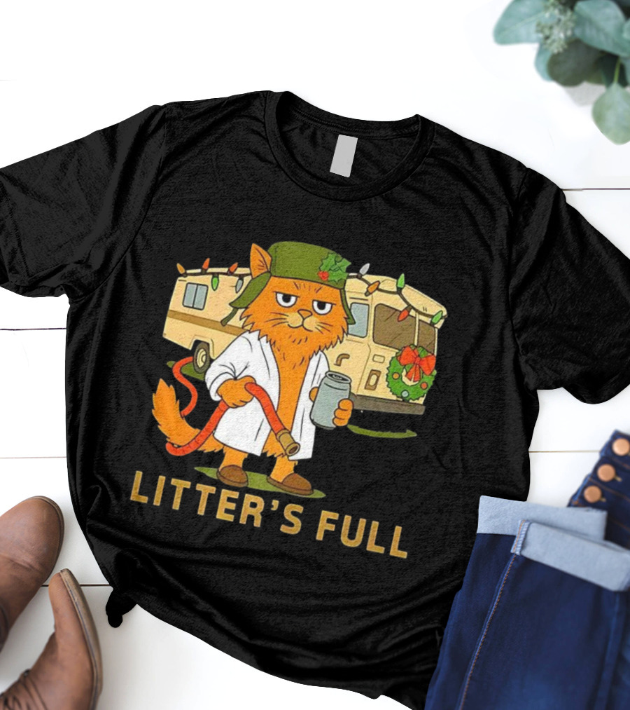 Litter's Full Shitters Full Cat Christmas RV Holiday Lights T-Shirt