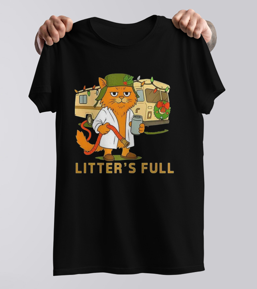 Litter's Full Shitters Full Cat Christmas RV Holiday Lights T-Shirt
