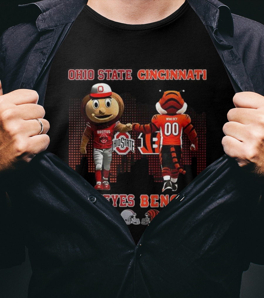 Ohio State Brutus Buckeye And Cincinnati Who Dey Bengals Saturdays And Sundays T-Shirt