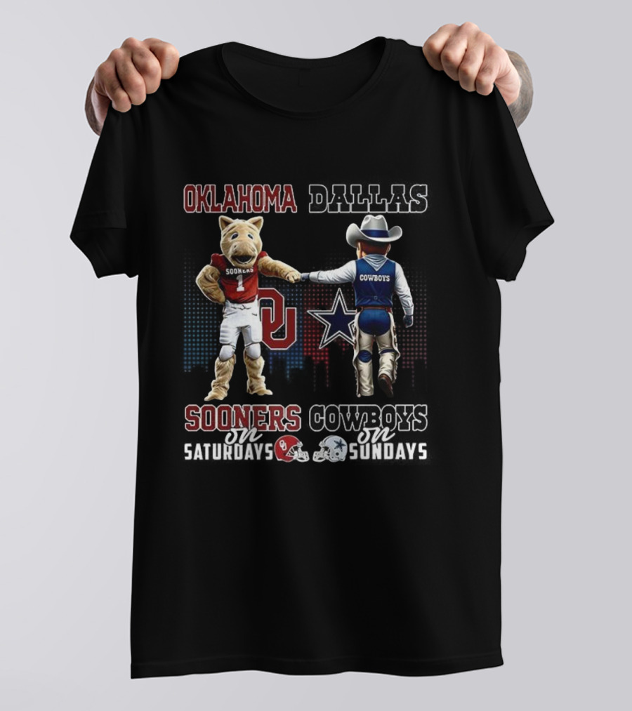 Oklahoma Sooners Saturdays Dallas Cowboys Sundays Mascot Team Spirit T-Shirt