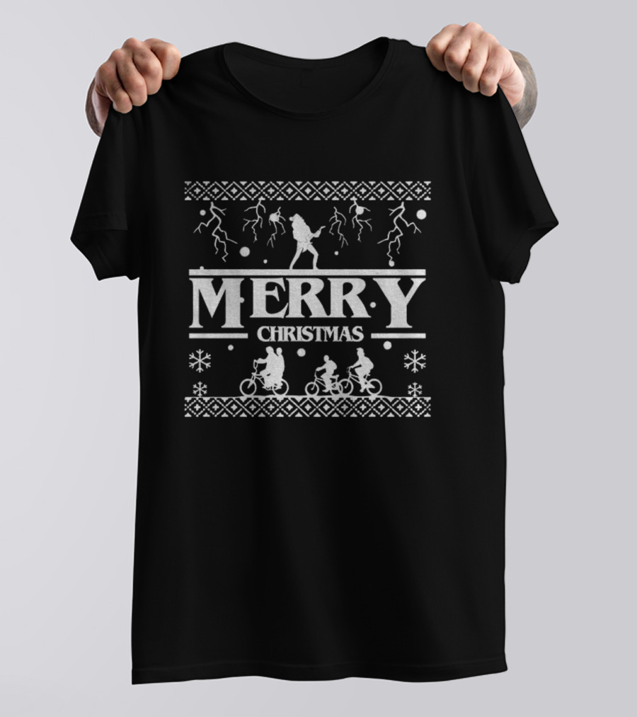 Merry Christmas Stranger Things Holiday Sweater Style Theme T-Shirt