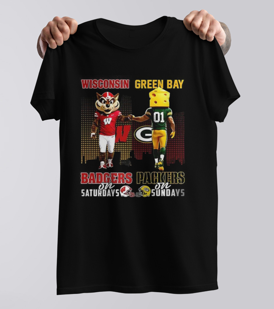Wisconsin Badgers Saturdays Green Bay Packers Sundays Football Fans T-Shirt