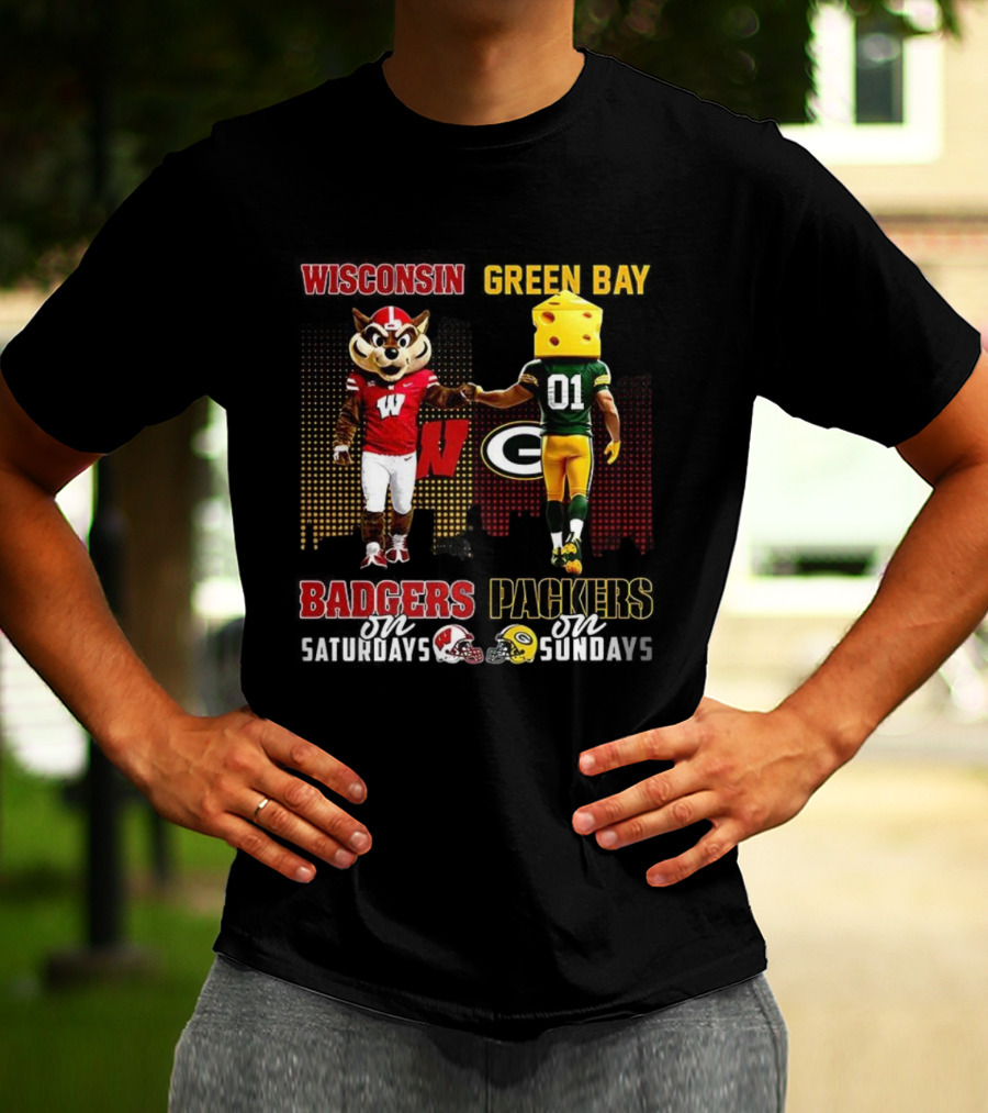 Wisconsin Badgers Saturdays Green Bay Packers Sundays Football Fans T-Shirt