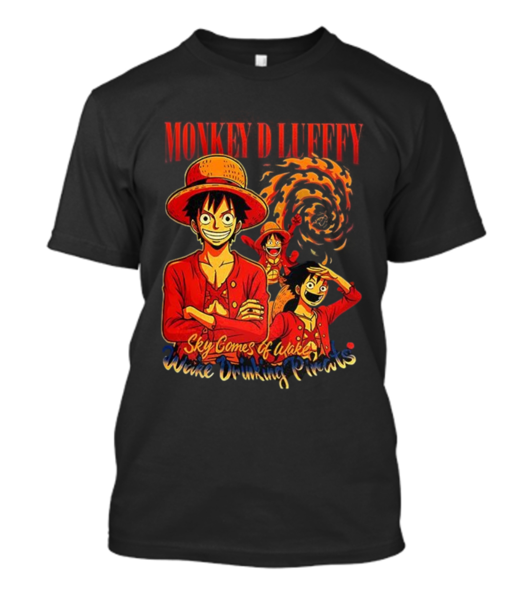 Monkey D Luffy Sky Comes Of Wake Wine Drinking Pirates T-Shirt