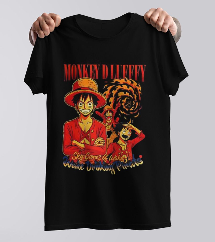 Monkey D Luffy Sky Comes Of Wake Wine Drinking Pirates T-Shirt