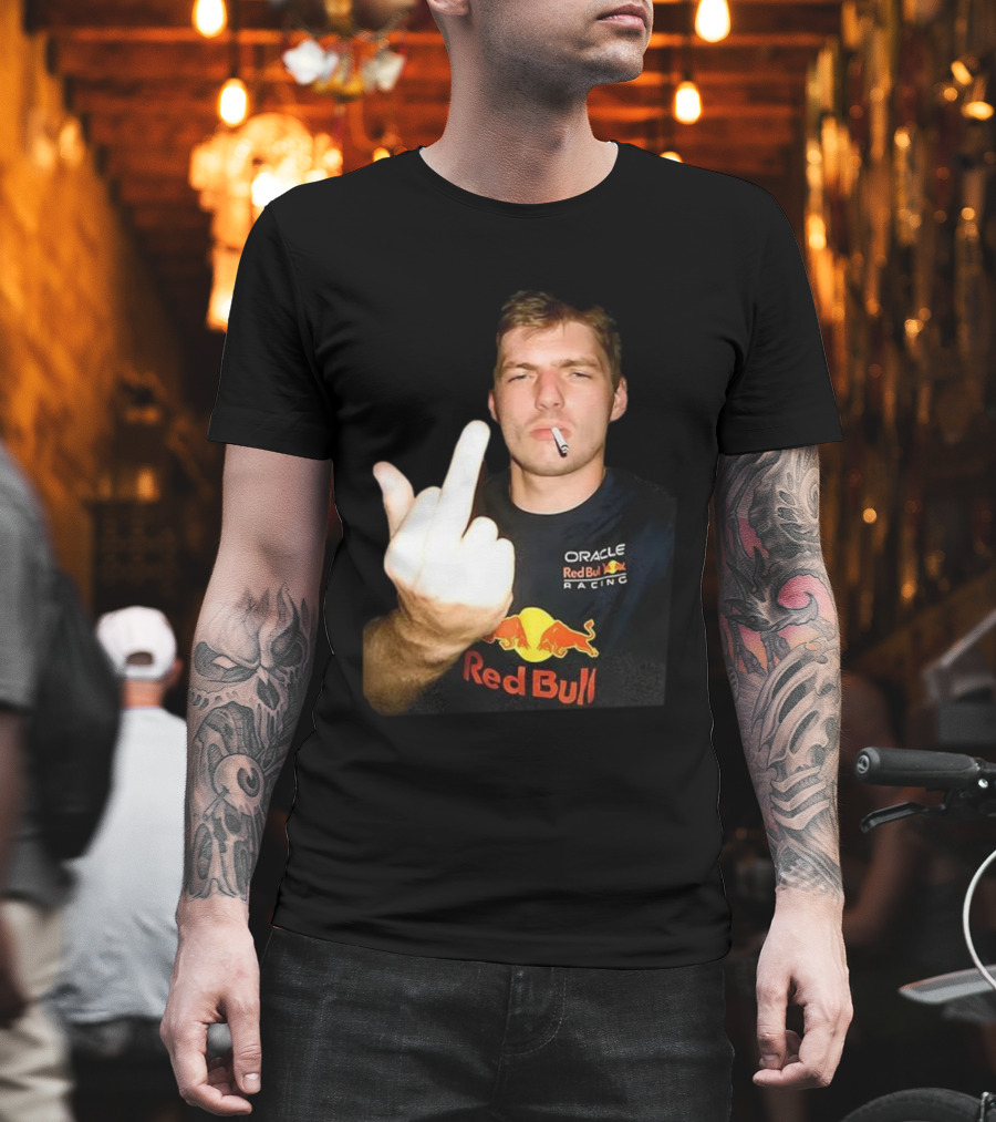 Max Oracle Red Bull Racing F1 Middle Finger Meme Cigarette T-Shirt