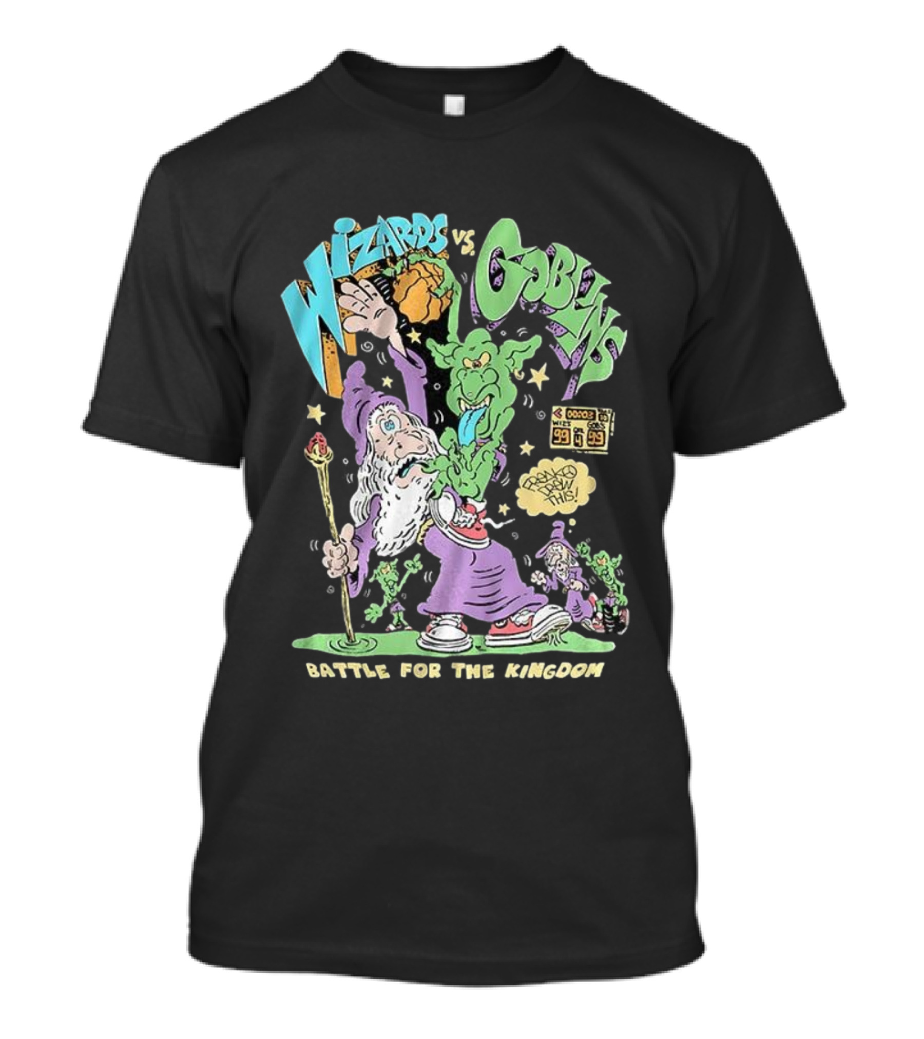 Wizards Vs Goblins Battle For The Kingdom Basketball Cartoons Scoreboard Showdown T-Shirt
