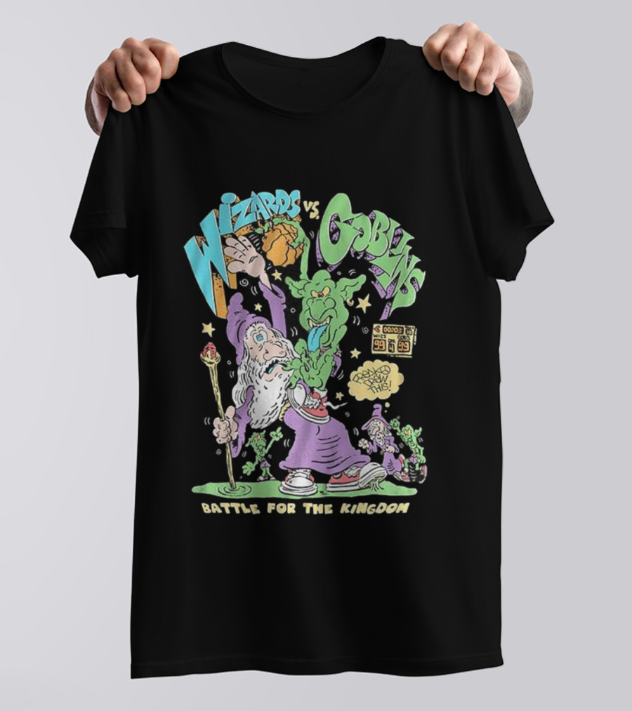 Wizards Vs Goblins Battle For The Kingdom Basketball Cartoons Scoreboard Showdown T-Shirt