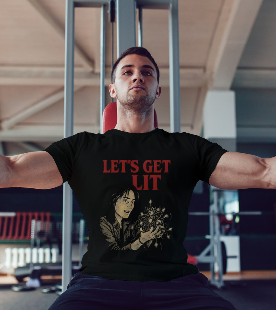 Stranger Things Let's Get Lit Funny Holiday Christmas Lights T-Shirt