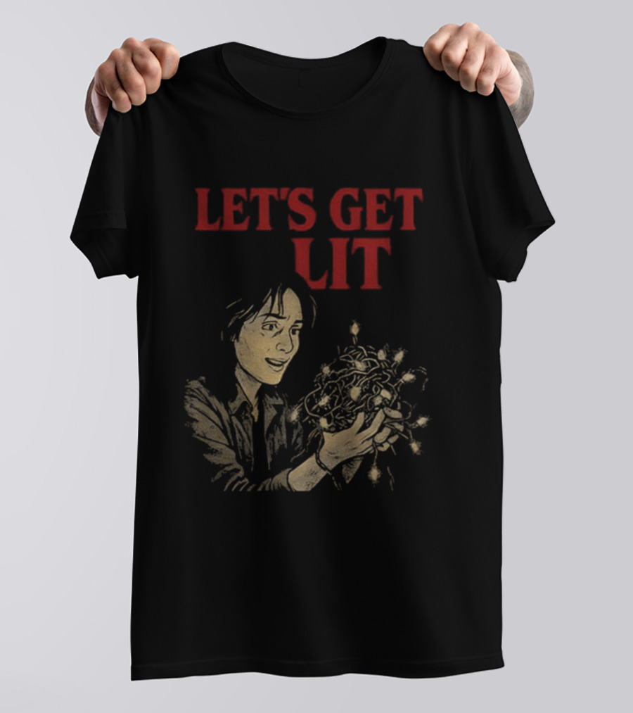 Stranger Things Let's Get Lit Funny Holiday Christmas Lights T-Shirt