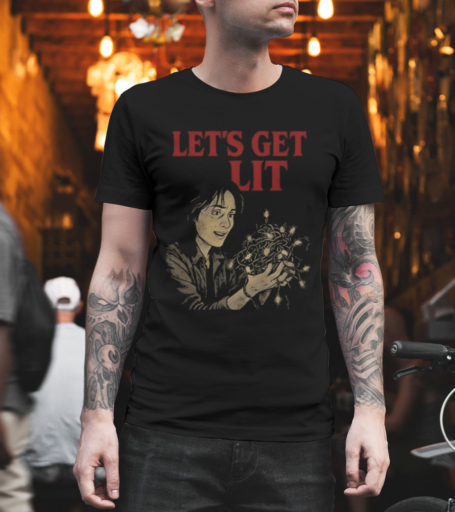 Stranger Things Let's Get Lit Funny Holiday Christmas Lights T-Shirt