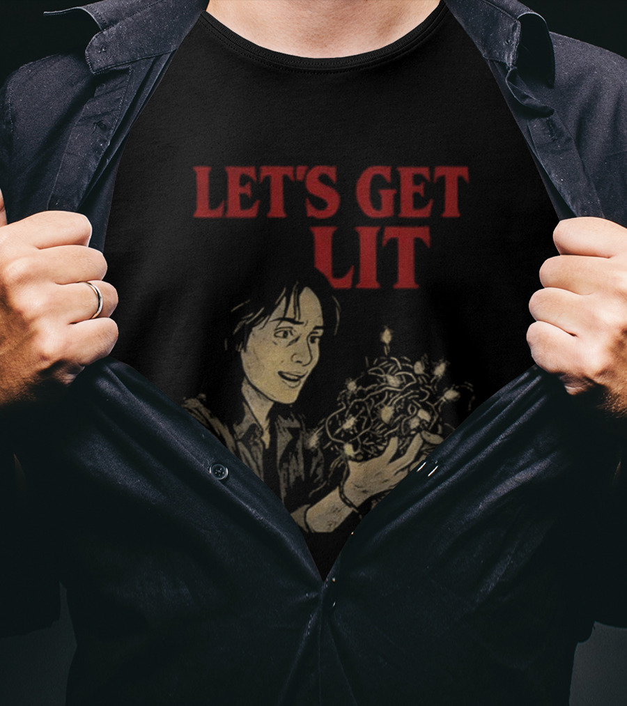 Stranger Things Let's Get Lit Funny Holiday Christmas Lights T-Shirt