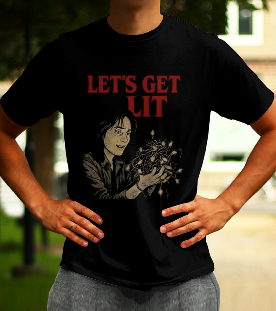 Stranger Things Let's Get Lit Funny Holiday Christmas Lights T-Shirt