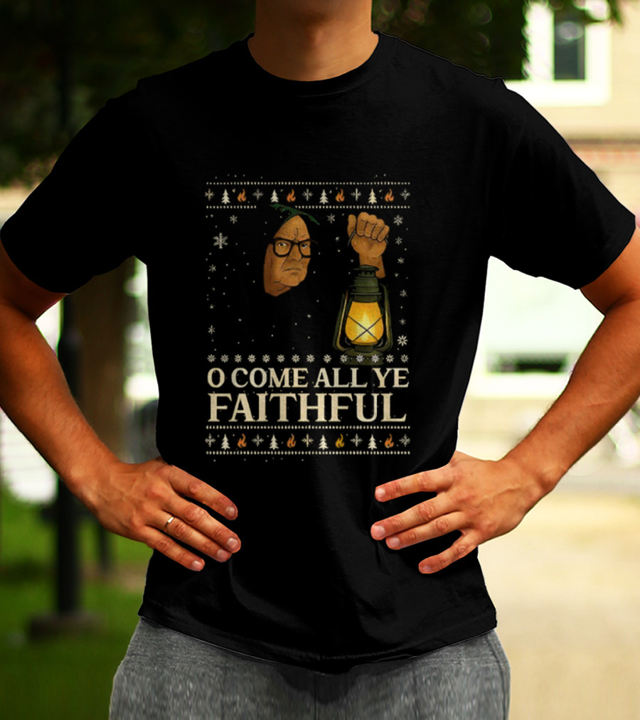 O Come All Ye Faithful Funny Traitors Christmas Sweater Lantern Design T-Shirt