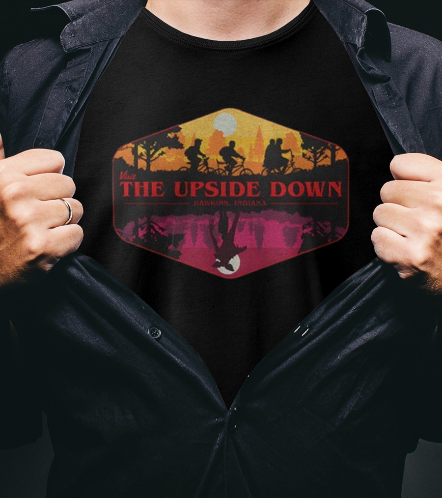 Stranger Things Visit The Upside Down Hawkins Indiana Bike Silhouette T-Shirt