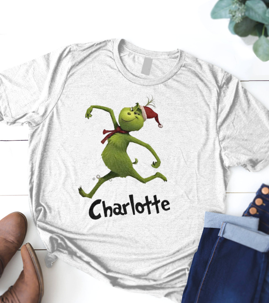 Grinch Santa Hat Charlotte Christmas Dance T-Shirt