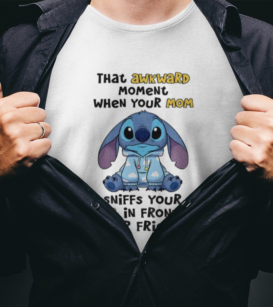 Awkward Moment When Your Mom Sniffs Your Butt Stitch Fun T-Shirt