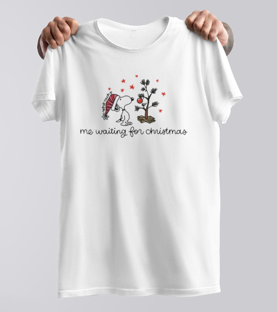 Snoopy Me Waiting For Christmas Tree Holiday Scene T-Shirt