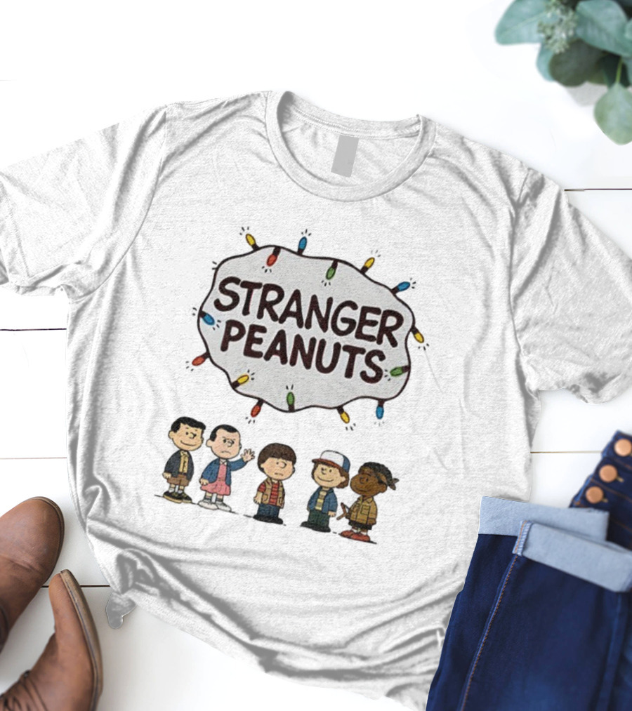 Stranger Peanuts Characters Christmas Lights Mashup T-Shirt