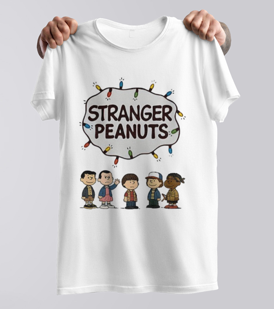 Stranger Peanuts Characters Christmas Lights Mashup T-Shirt