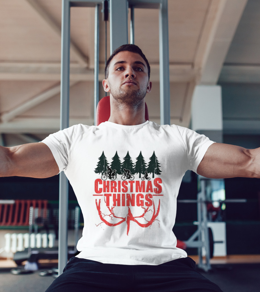 Stranger Things Christmas Things Tree Merry Christmas Scene T-Shirt