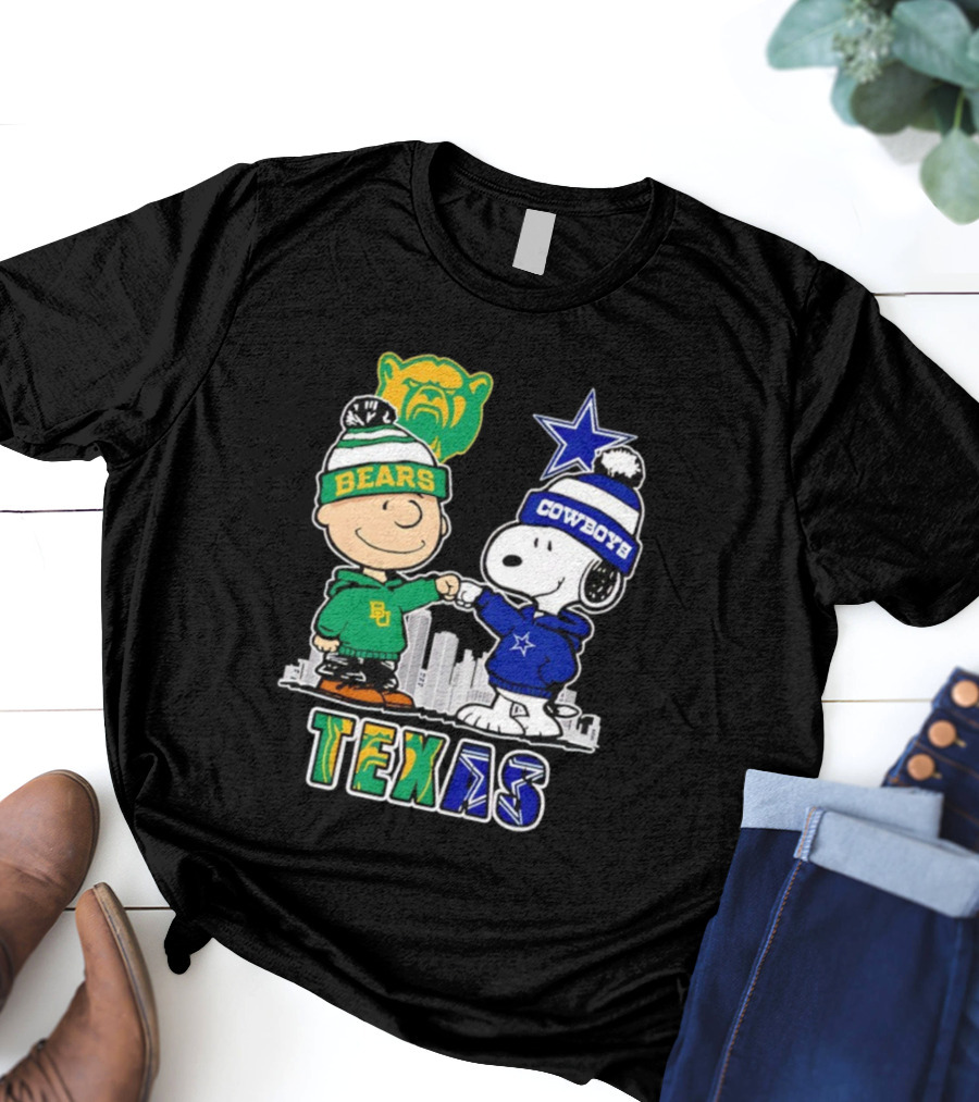 Charlie Brown And Snoopy Texas Baylor Bears Dallas Cowboys Collaboration T-Shirt