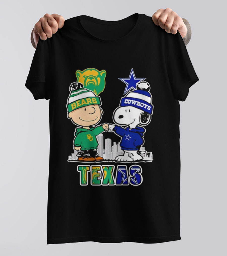 Charlie Brown And Snoopy Texas Baylor Bears Dallas Cowboys Collaboration T-Shirt
