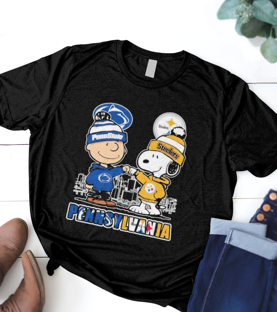Charlie Brown Snoopy Penn State Nittany Lions Pittsburgh Steelers Pennsylvania T-Shirt