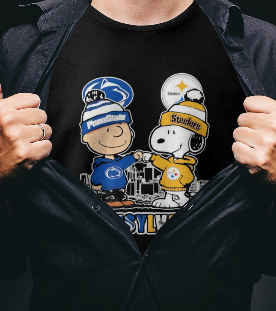 Charlie Brown Snoopy Penn State Nittany Lions Pittsburgh Steelers Pennsylvania T-Shirt