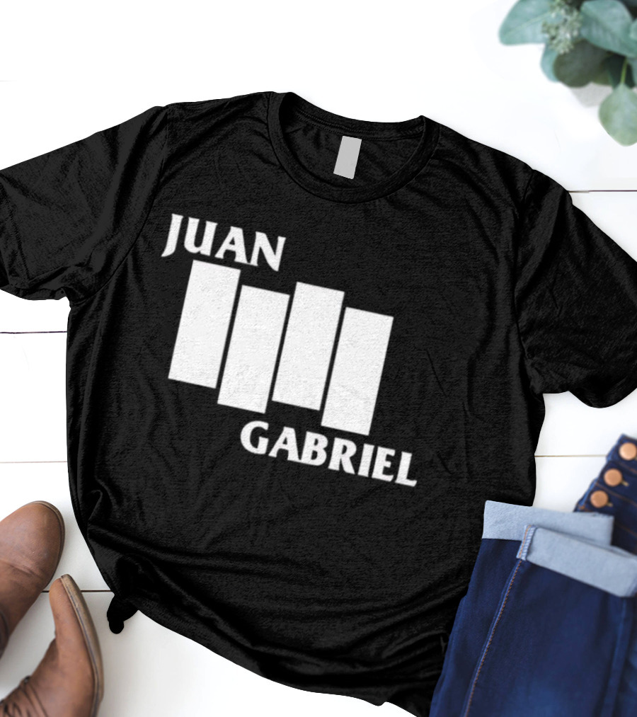 Juan Gabriel Black Flag Parody White Text T-Shirt