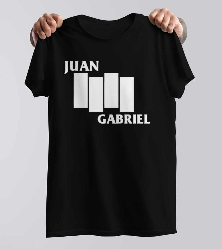Juan Gabriel Black Flag Parody White Text T-Shirt