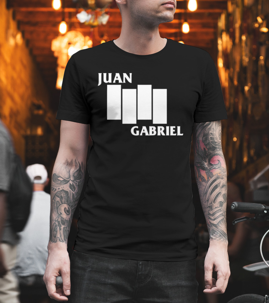 Juan Gabriel Black Flag Parody White Text T-Shirt