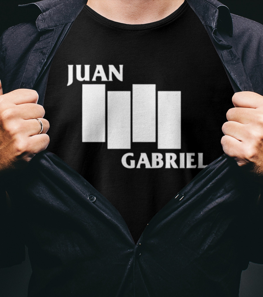 Juan Gabriel Black Flag Parody White Text T-Shirt