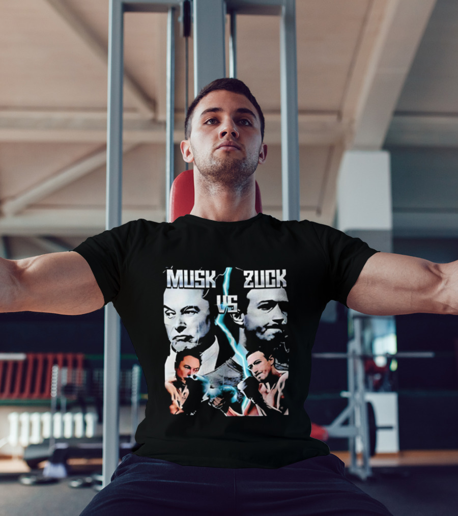Musk Zuck Dual Lighting Face-Off T-Shirt