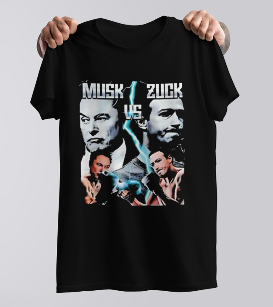 Musk Zuck Dual Lighting Face-Off T-Shirt