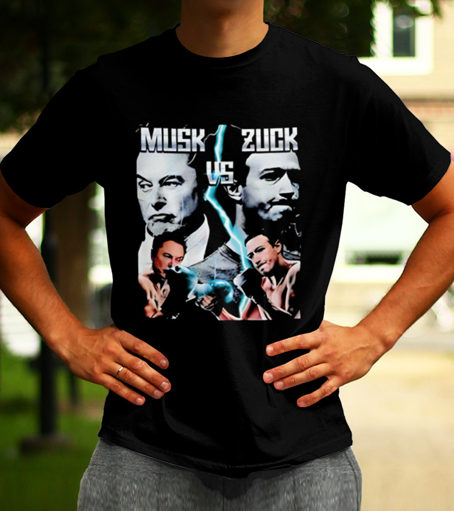 Musk Zuck Dual Lighting Face-Off T-Shirt