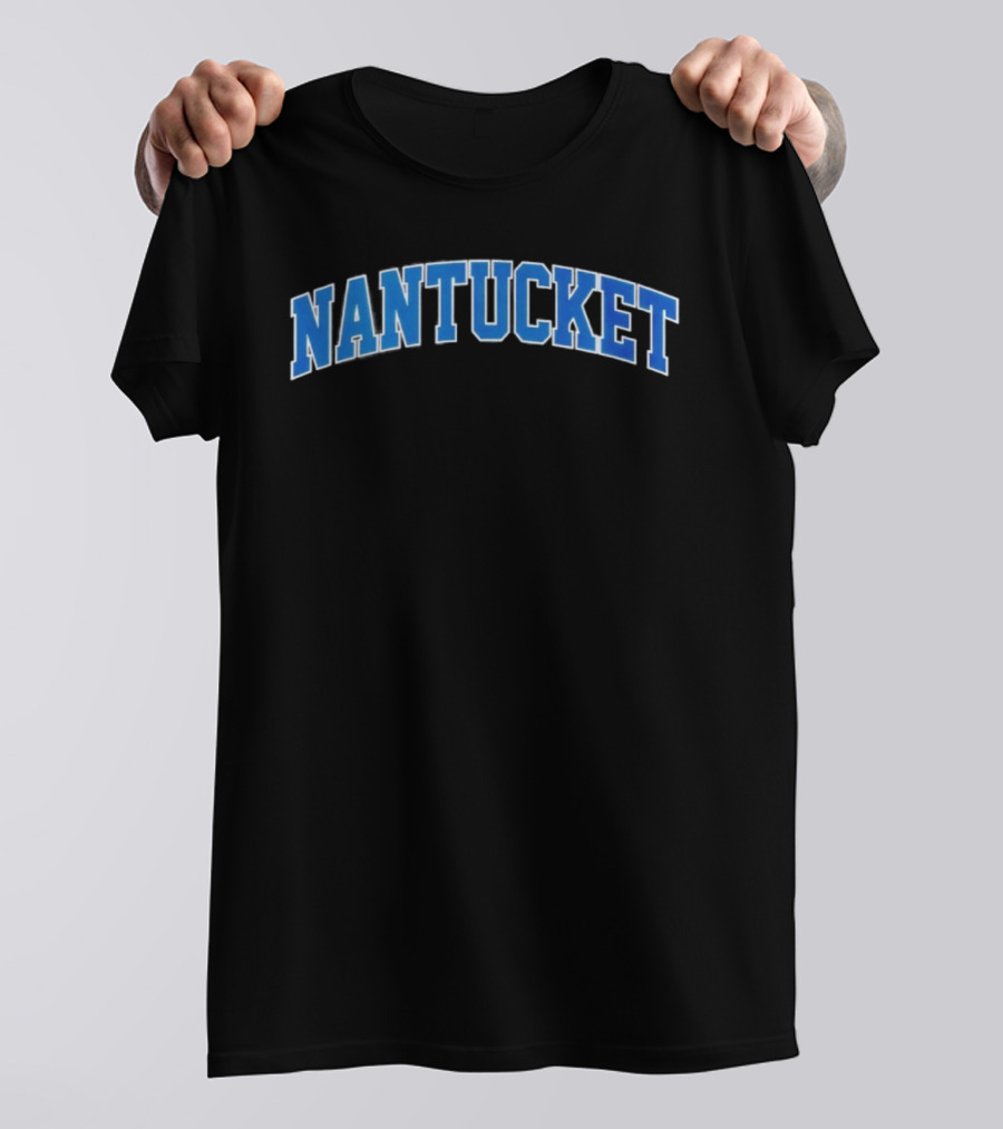 Nantucket Arch Bold Blue Text T-Shirt