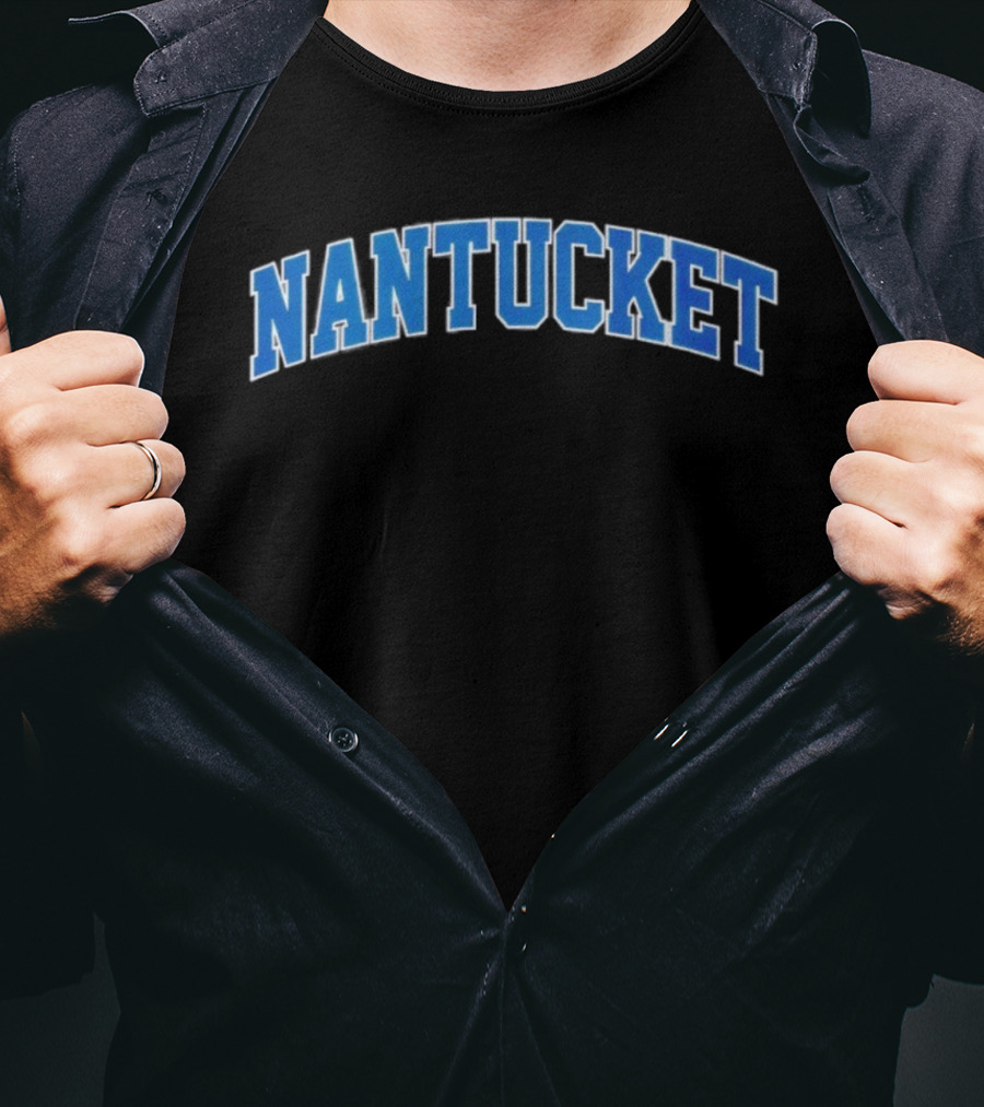 Nantucket Arch Bold Blue Text T-Shirt