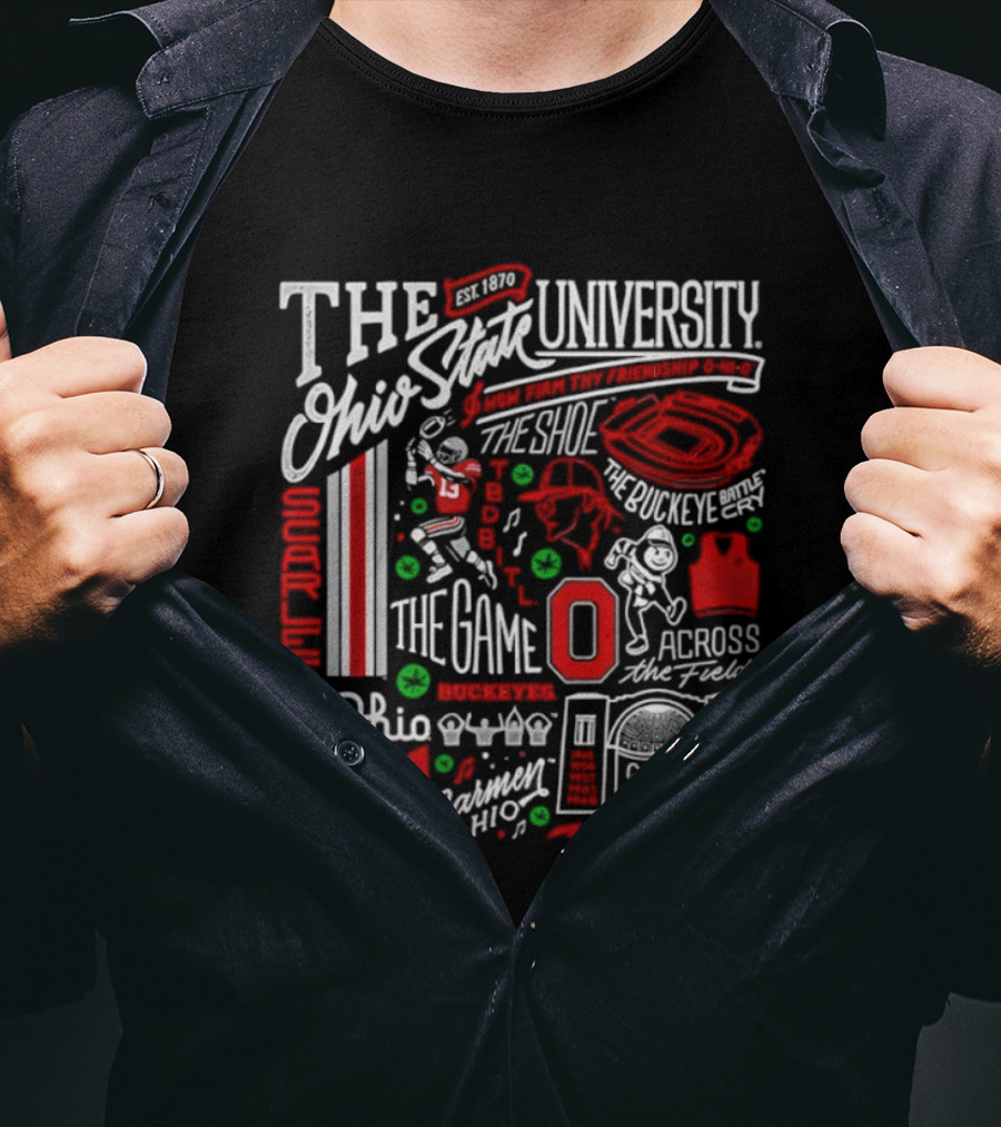 Ohio State University Buckeye Leaf Football Heritage Across The Field T-Shirt