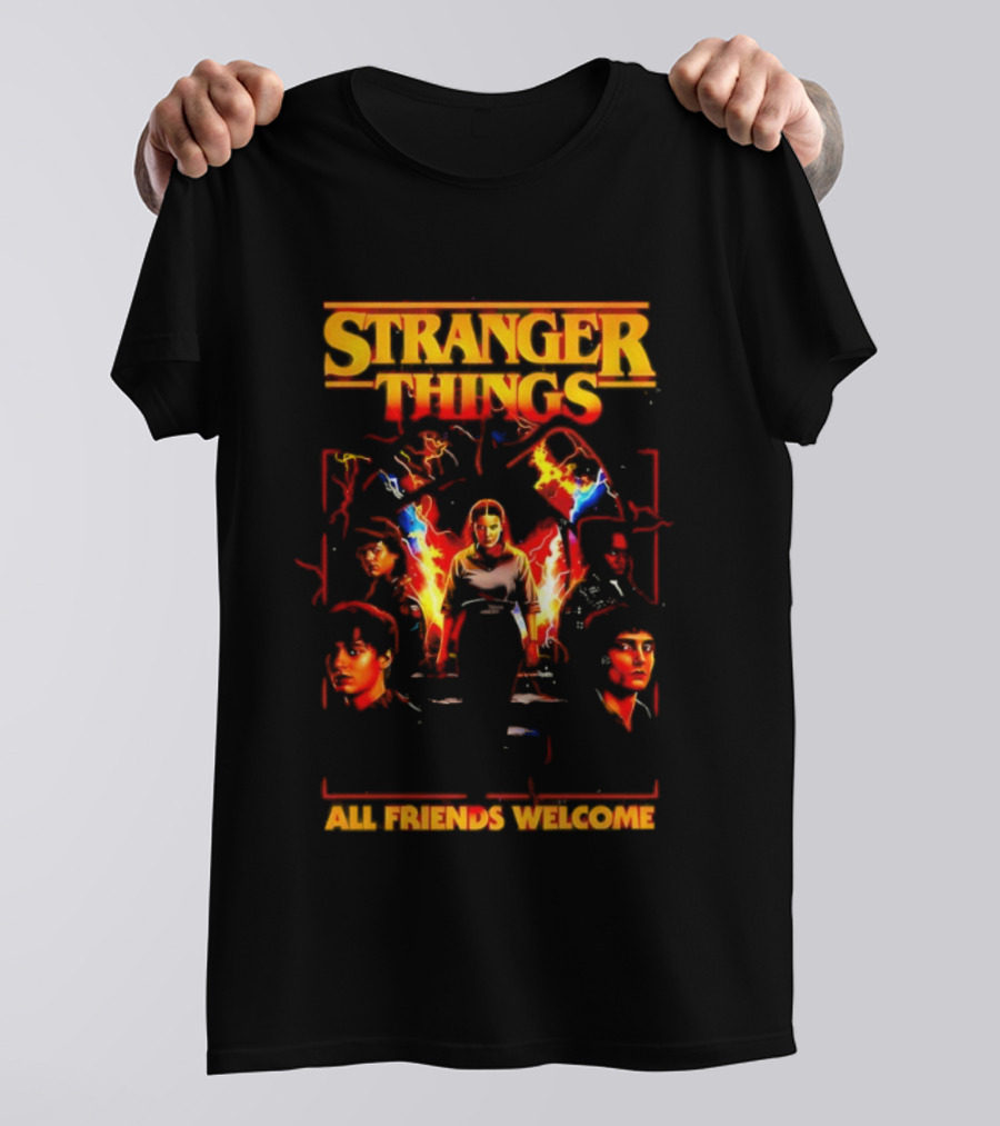 Stranger Things All Friends Welcome Eleven And Friends Retro Style T-Shirt