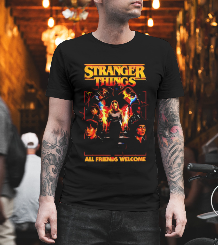 Stranger Things All Friends Welcome Eleven And Friends Retro Style T-Shirt