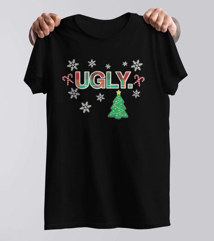 UGLY Christmas Candy Cane Tree Snowflakes T-Shirt